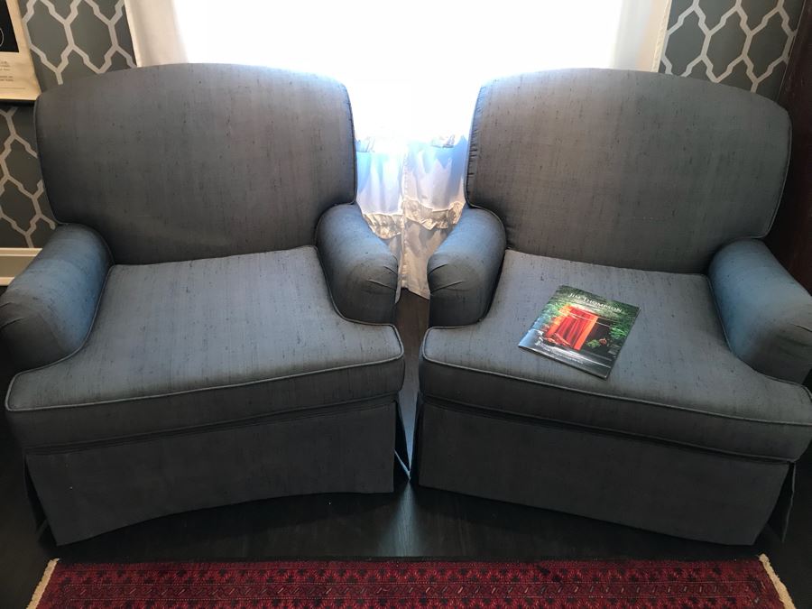 Pair Of Jim Thompson Silk Armchairs [Photo 8]