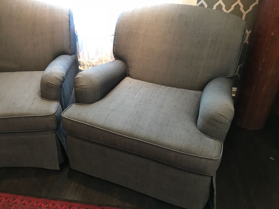 Pair Of Jim Thompson Silk Armchairs [Photo 4]