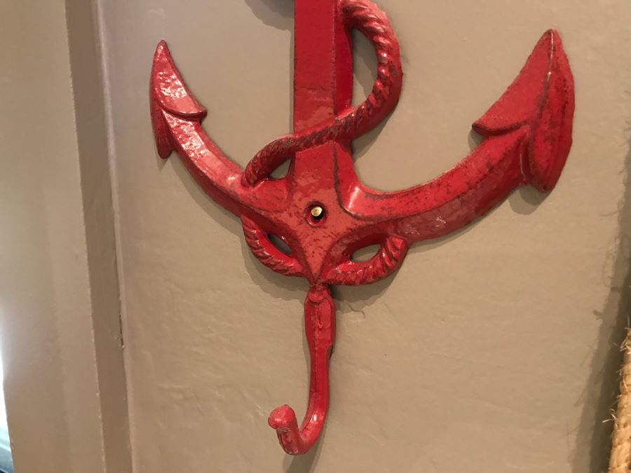 Rope Vanity Mirror And Red Metal Anchor Hook [Photo 6]