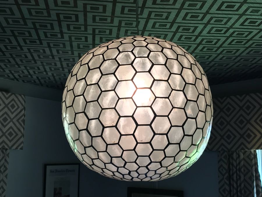 Large Capiz Shell Globe Chandelier [Photo 4]