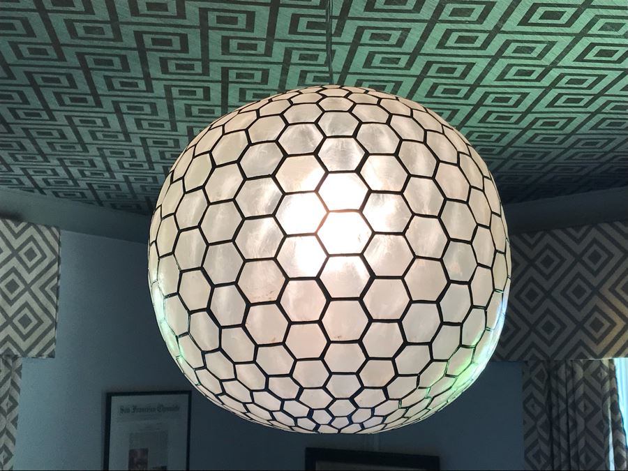 Large Capiz Shell Globe Chandelier