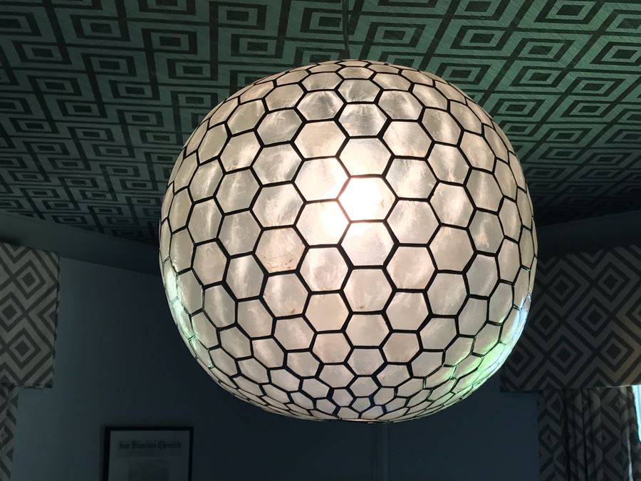 Large Capiz Shell Globe Chandelier [Photo 2]