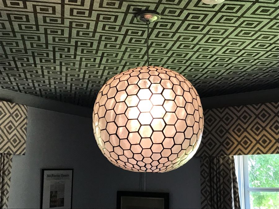 Large Capiz Shell Globe Chandelier