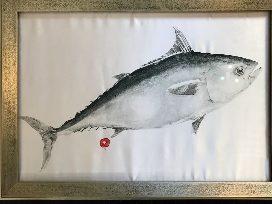Framed Japanese Fish Painting On Silk Retail $600 [Photo 2]