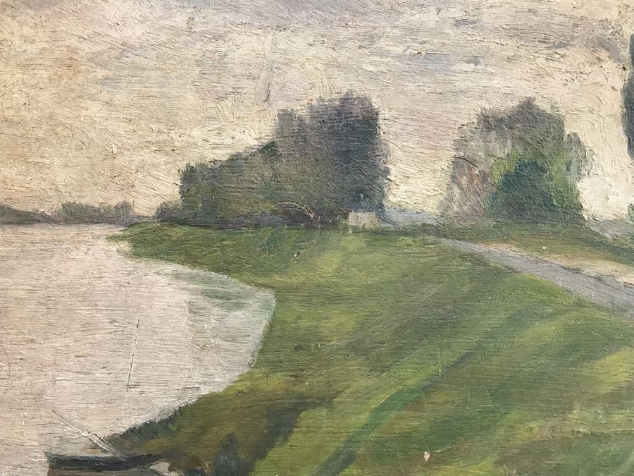 Vintage 1926 French Plein Air Oil Painting On Board Signed Lower Right Retail $650 [Photo 8]