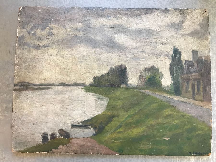 Vintage 1926 French Plein Air Oil Painting On Board Signed Lower Right Retail $650 [Photo 1]