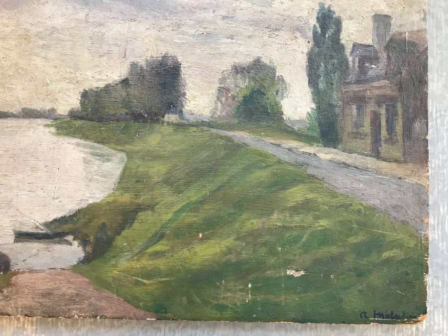 Vintage 1926 French Plein Air Oil Painting On Board Signed Lower Right Retail $650 [Photo 5]