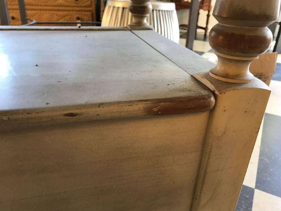 Vintage Painted Wooden Table With Lower Storage Chest [Photo 4]