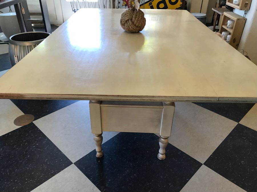 Vintage Painted Wooden Table With Lower Storage Chest [Photo 13]