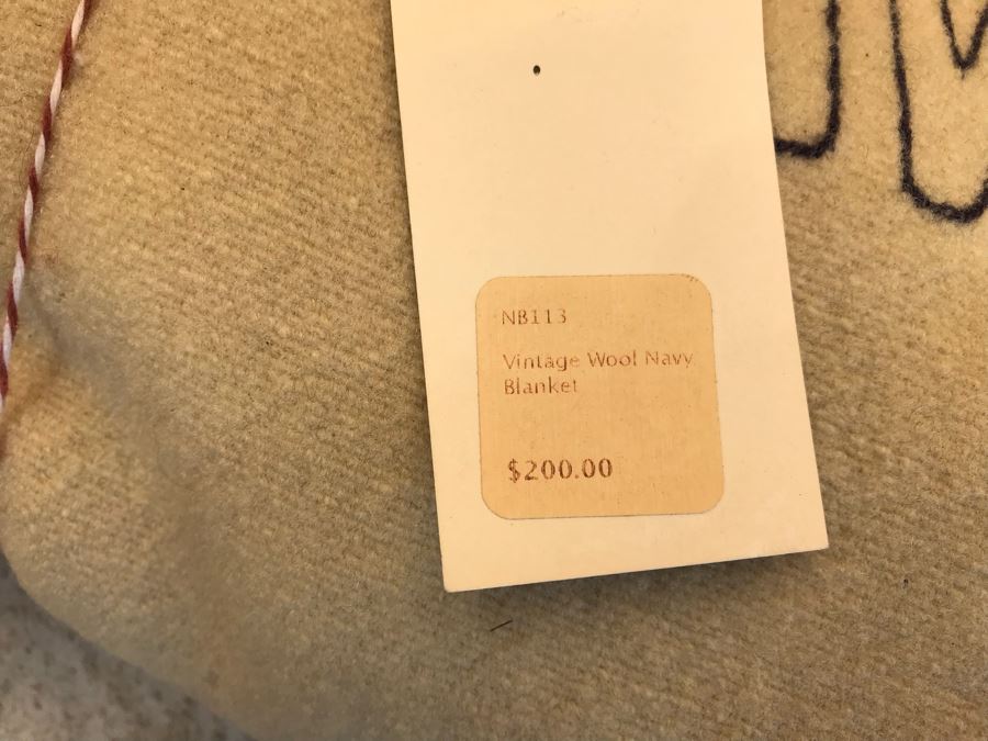 Vintage Wool NAVY Blanket Retail 200