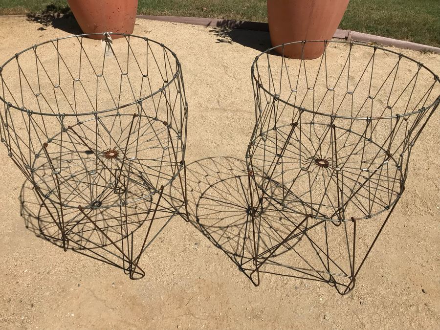 Pair Of Collapsible Wire Frame Baskets