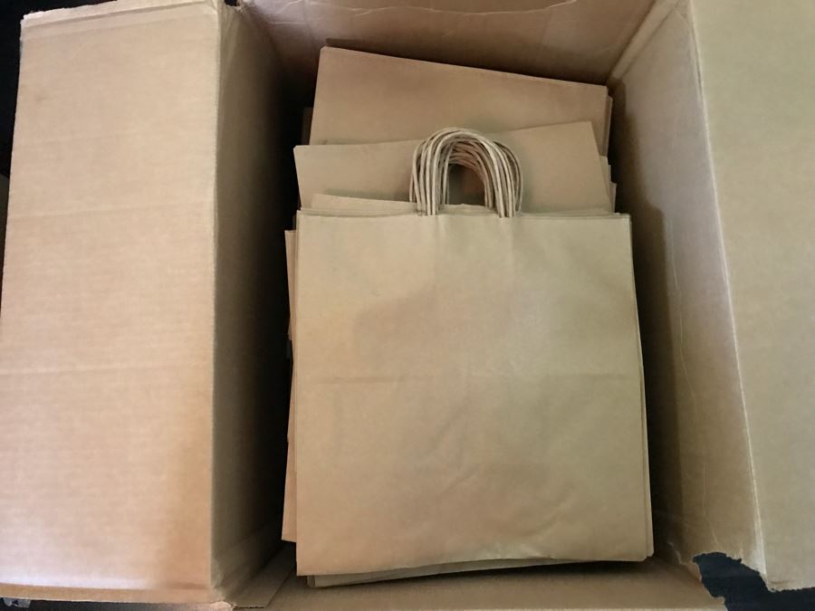 (2) Boxes Filled With ULINE Paper Shopping Bags [Photo 9]