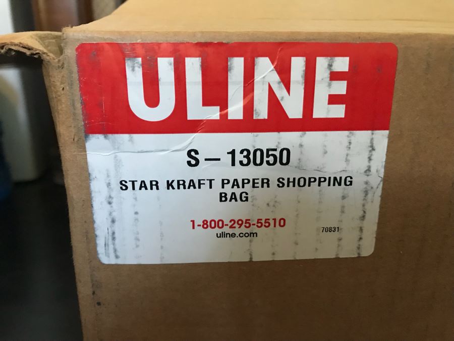 (2) Boxes Filled With ULINE Paper Shopping Bags [Photo 10]