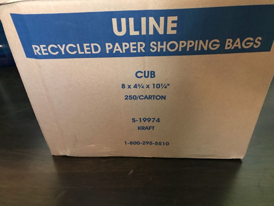 (2) Boxes Filled With ULINE Paper Shopping Bags [Photo 6]