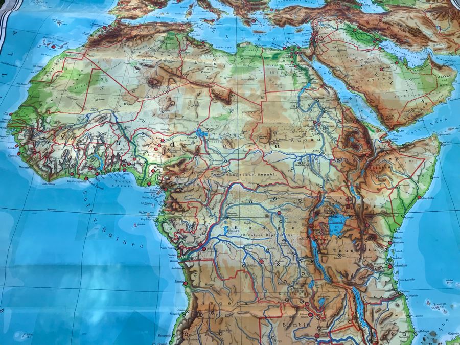 Vintage 1970 German Pull Down School Teaching Map Of Africa [Photo 5]