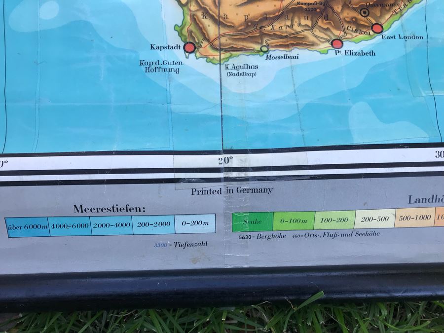 Vintage 1970 German Pull Down School Teaching Map Of Africa [Photo 8]