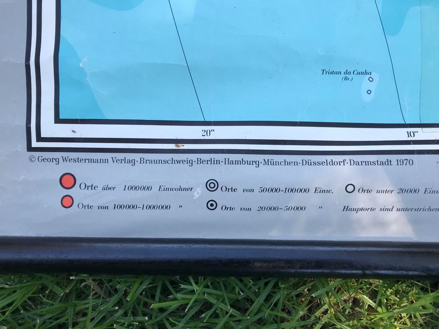 Vintage 1970 German Pull Down School Teaching Map Of Africa [Photo 7]