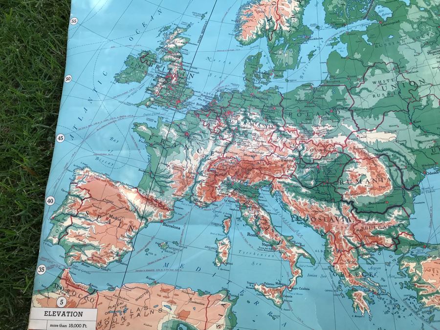 Vintage School Pull Down Map Reality Series Europe Weber Costello Co [Photo 5]