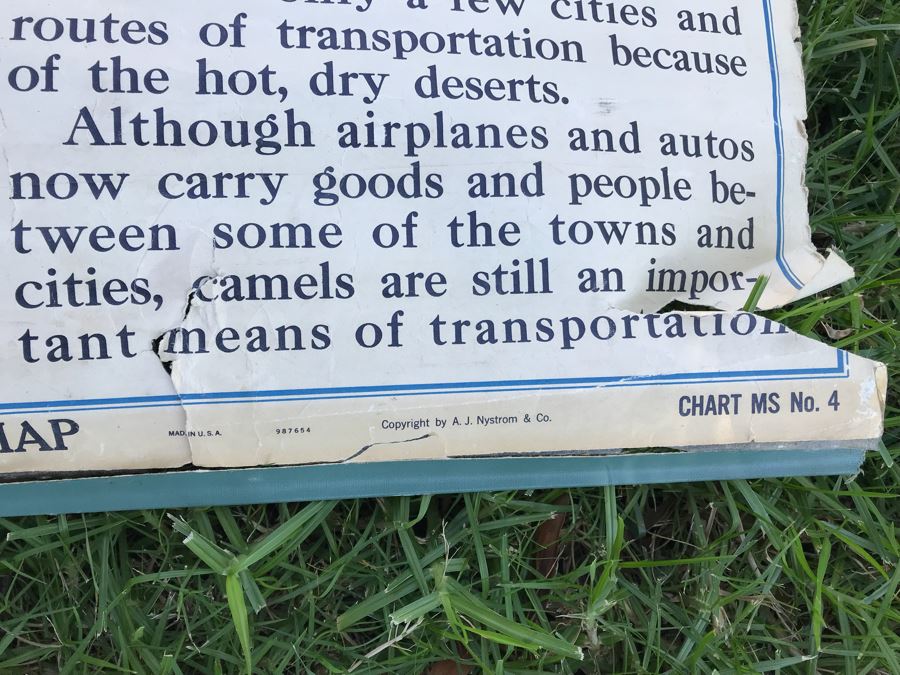 Vintage School Pull Down Map How Transportation Routes Are Shown On Map A.J. Nystrom & Co Zoe A. Thralls Has Some Tears [Photo 7]