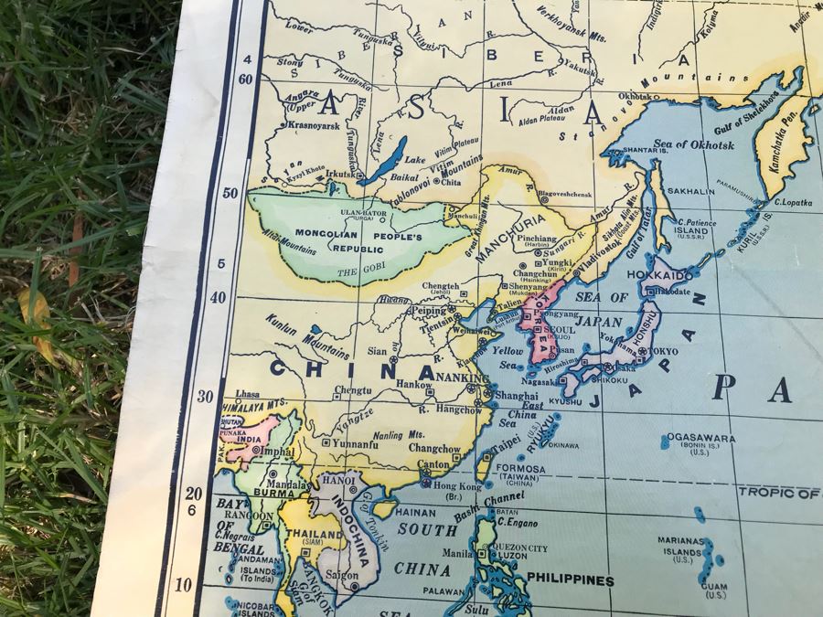 Vintage School Pull Down Map CRAM's Political Map Of World [Photo 8]