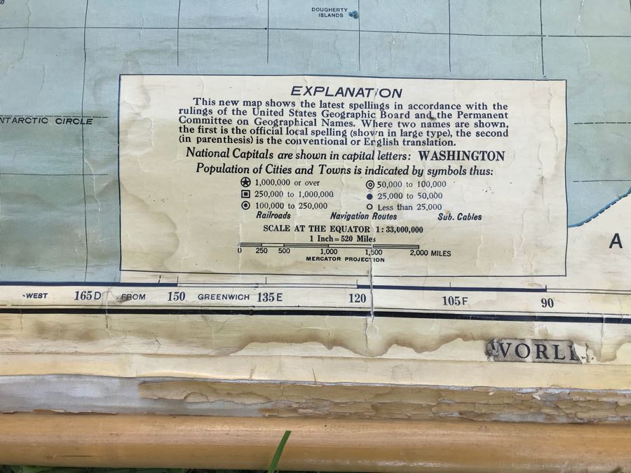 Vintage School Pull Down Map CRAM's Political Map Of World [Photo 5]