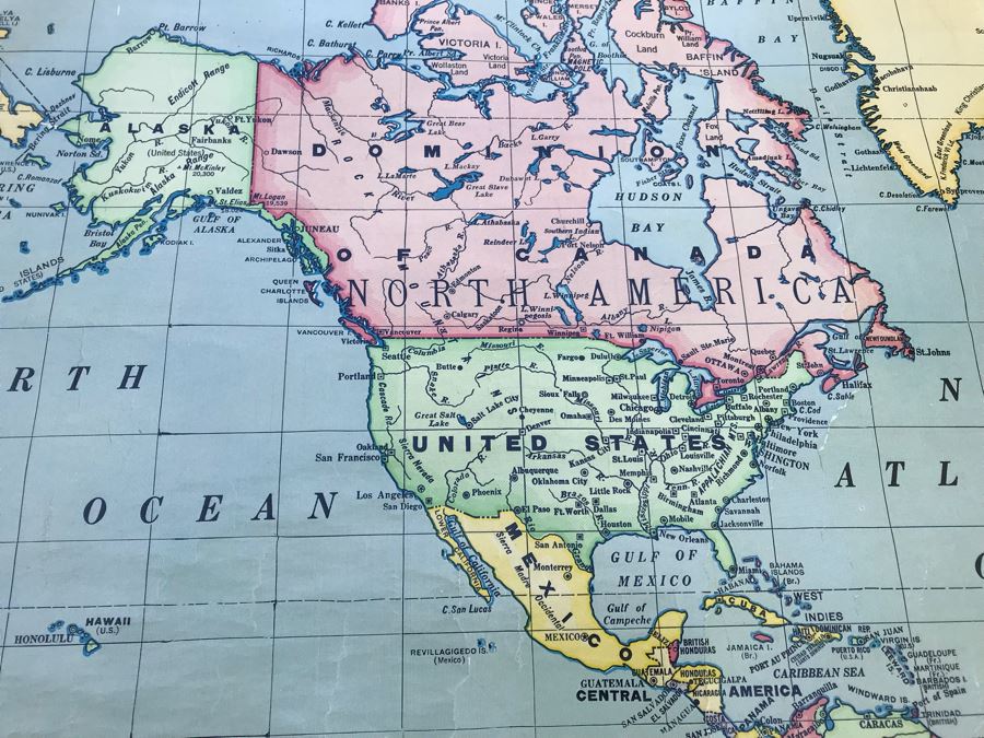 Vintage School Pull Down Map CRAM's Political Map Of World [Photo 9]