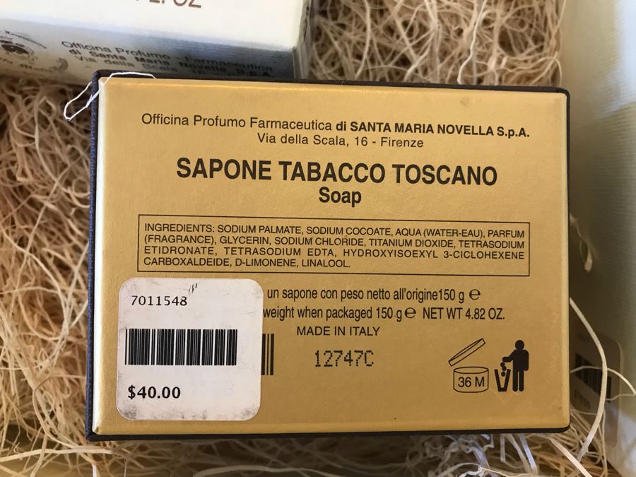 Santa Maria Novella Firenze Gift Box With Cologne, Bubble Bath, Candle And Tabacco Toscano Soap Retails $300 [Photo 11]