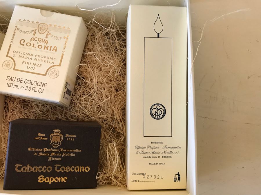 Santa Maria Novella Firenze Gift Box With Cologne, Bubble Bath, Candle And Tabacco Toscano Soap Retails $300 [Photo 9]