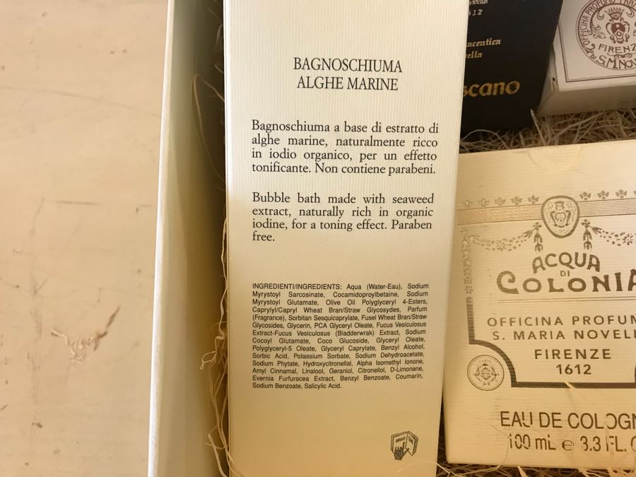 Santa Maria Novella Firenze Gift Box With Cologne, Bubble Bath, Bath Salts, Week-End Soap And Tabacco Toscano Soap Retails Over $300 [Photo 6]