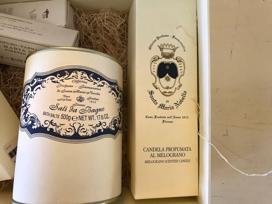 Santa Maria Novella Firenze Gift Box With Bubble Bath, Bath Salts, (2) Week-End Soap And Candle Retails Over $240 [Photo 8]