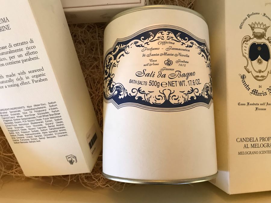 Santa Maria Novella Firenze Gift Box With Bubble Bath, Bath Salts, (2) Week-End Soap And Candle Retails Over $240 [Photo 6]