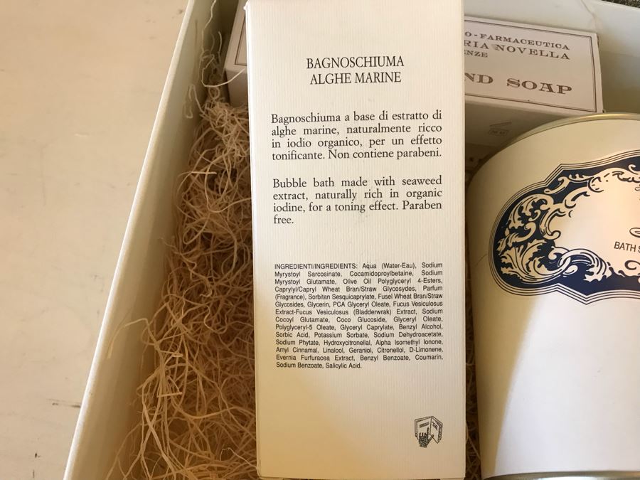Santa Maria Novella Firenze Gift Box With Bubble Bath, Bath Salts, (2) Week-End Soap And Candle Retails Over $240 [Photo 5]