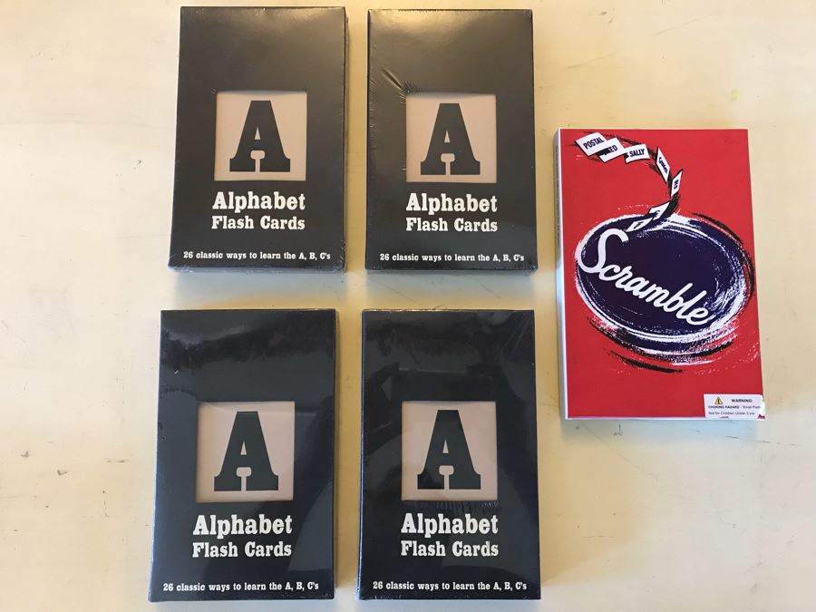 Set Of (4) New Alphabet Flash Cards Sets And New Scramble Game Retails $100+ [Photo 1]