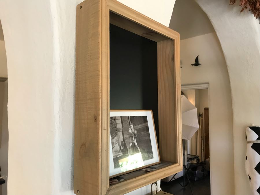 Wall Mounted Hooked Wooden Shelving Boxes Filled With New Products Including A Vintage French Photo, Various Candles Including Copper & Clover, Soaps From Gianna Rose Atelier And More - See Photos [Photo 2]