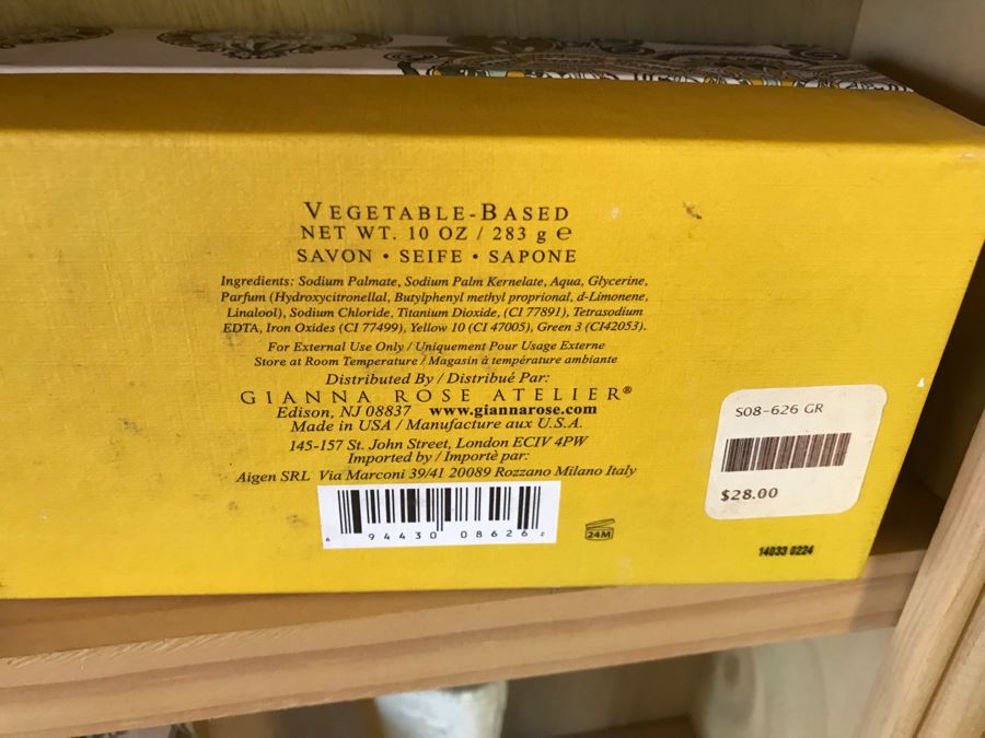 Wall Mounted Hooked Wooden Shelving Boxes Filled With New Products Including A Vintage French Photo, Various Candles Including Copper & Clover, Soaps From Gianna Rose Atelier And More - See Photos [Photo 17]