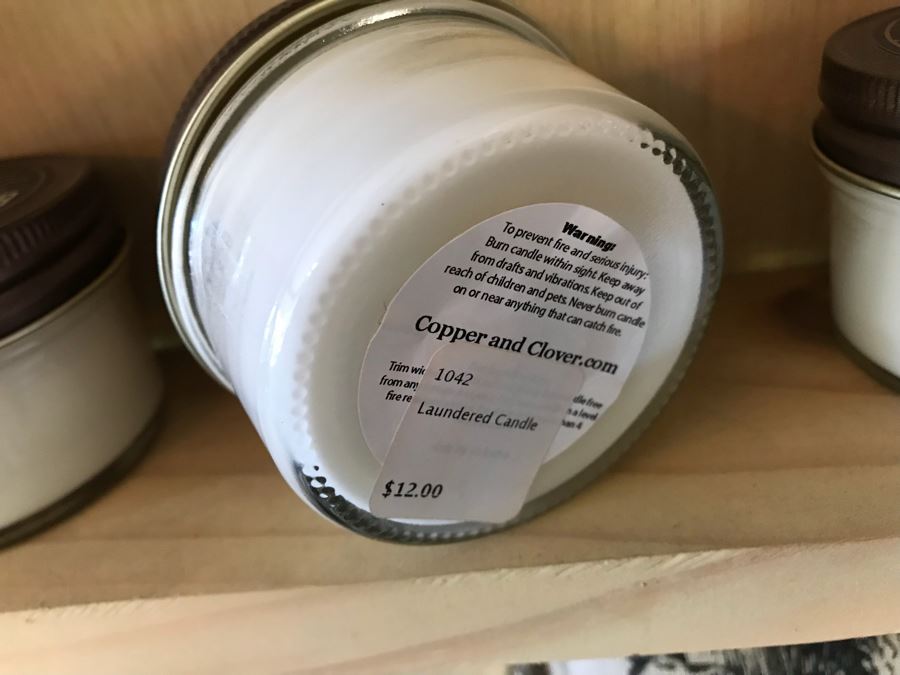 Wall Mounted Hooked Wooden Shelving Boxes Filled With New Products Including A Vintage French Photo, Various Candles Including Copper & Clover, Soaps From Gianna Rose Atelier And More - See Photos [Photo 12]