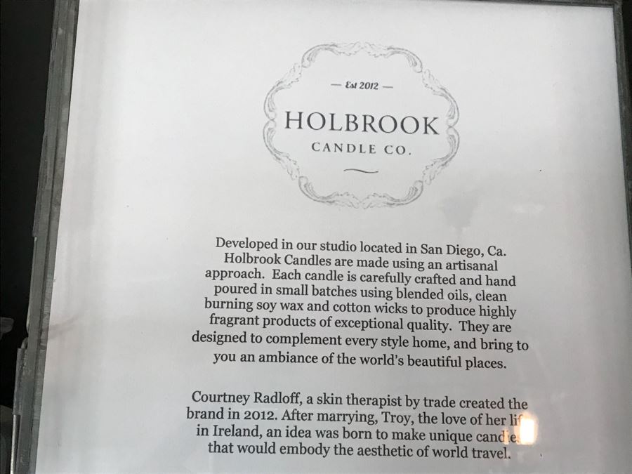 Wall Mounted Hooked Shelving Boxes Filled With New Products From Holbrook Candle Co - See Photos [Photo 4]