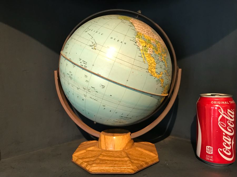 Small Vintage J. Chein & Company 9' Metal Globe With Wooden Base [Photo 1]
