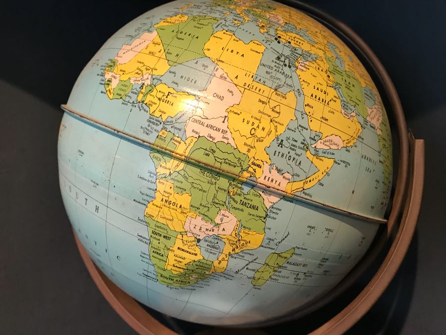 Small Vintage J. Chein & Company 9' Metal Globe With Wooden Base [Photo 5]