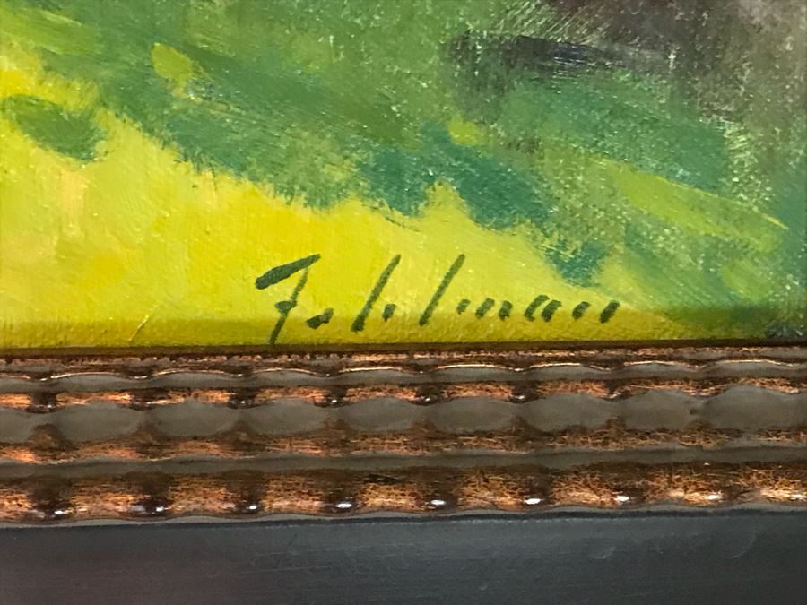 Original Plein Air Oil Painting Titled 'Sunny Backyard' Signed On Front And Back By Mark Fehlman Retails $450 [Photo 5]