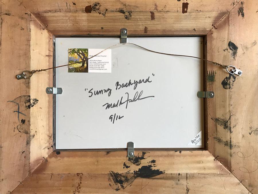 Original Plein Air Oil Painting Titled 'Sunny Backyard' Signed On Front And Back By Mark Fehlman Retails $450 [Photo 8]