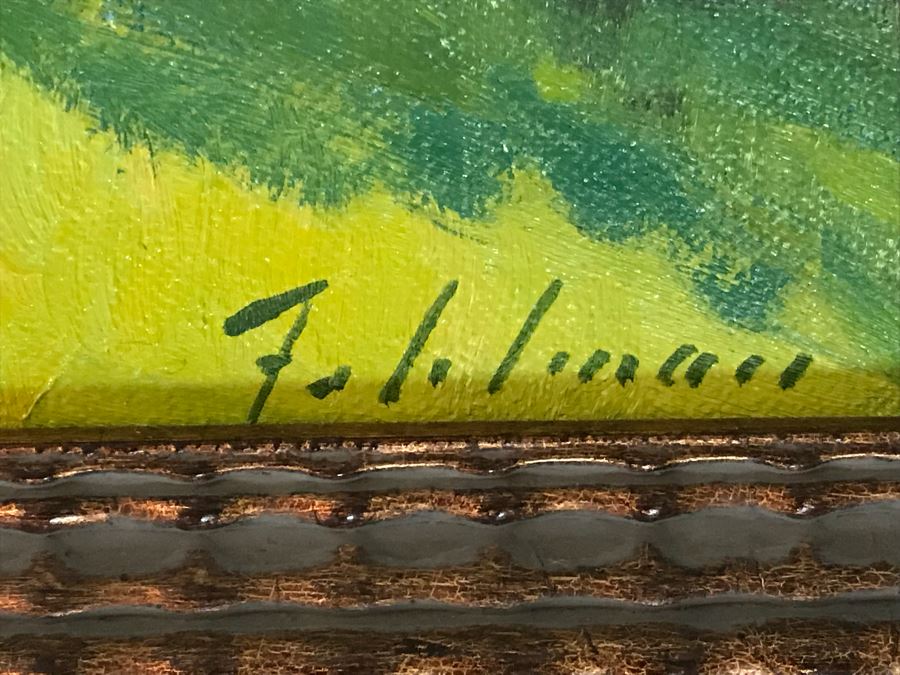 Original Plein Air Oil Painting Titled 'Sunny Backyard' Signed On Front And Back By Mark Fehlman Retails $450 [Photo 6]