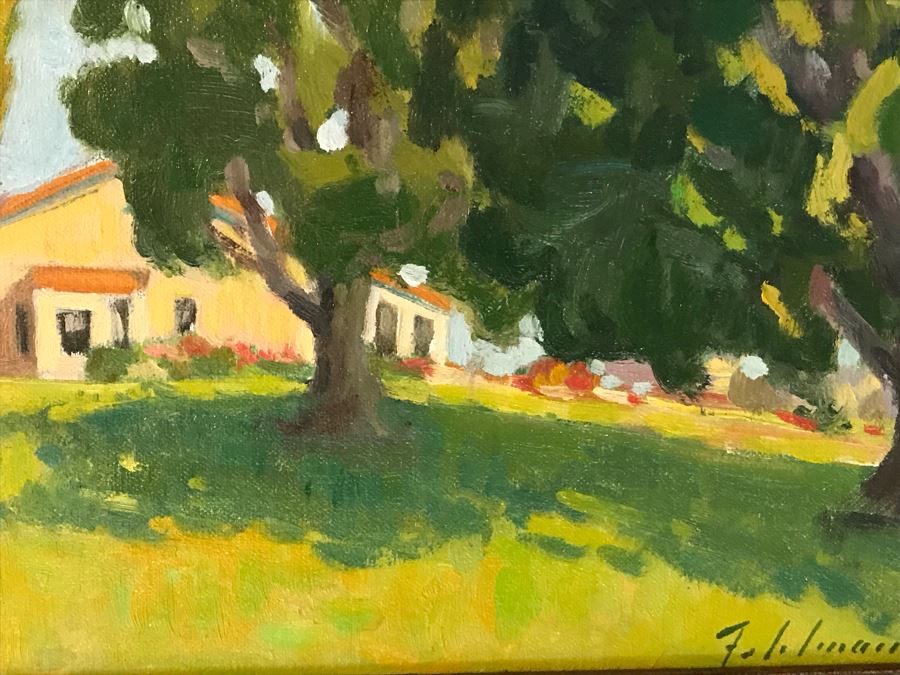 Original Plein Air Oil Painting Titled 'Sunny Backyard' Signed On Front And Back By Mark Fehlman Retails $450 [Photo 4]