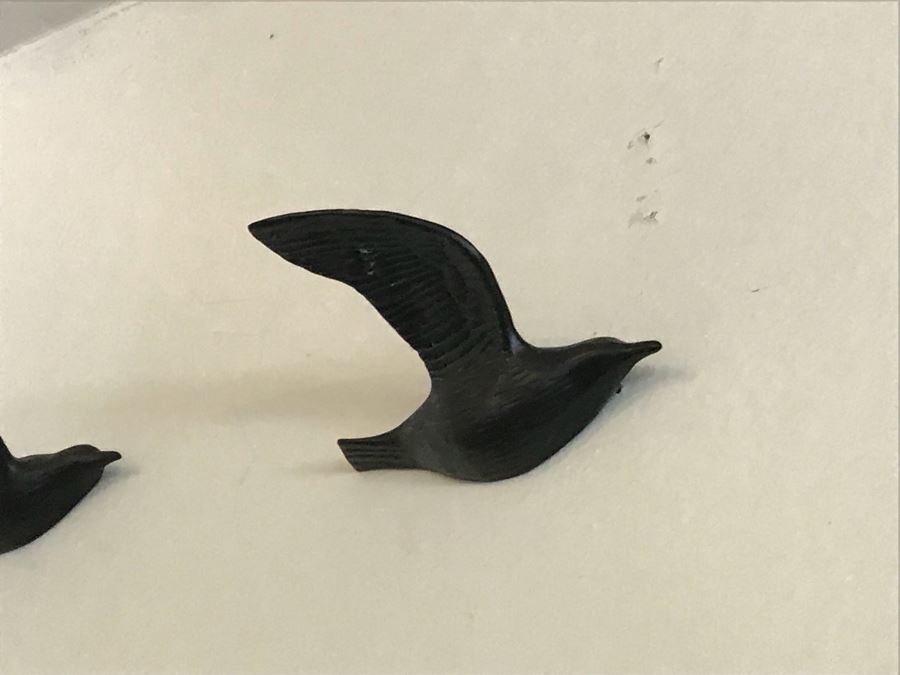 Set Of (5) Wall Mounted Birds In Motion Black Painted China Birds [Photo 4]