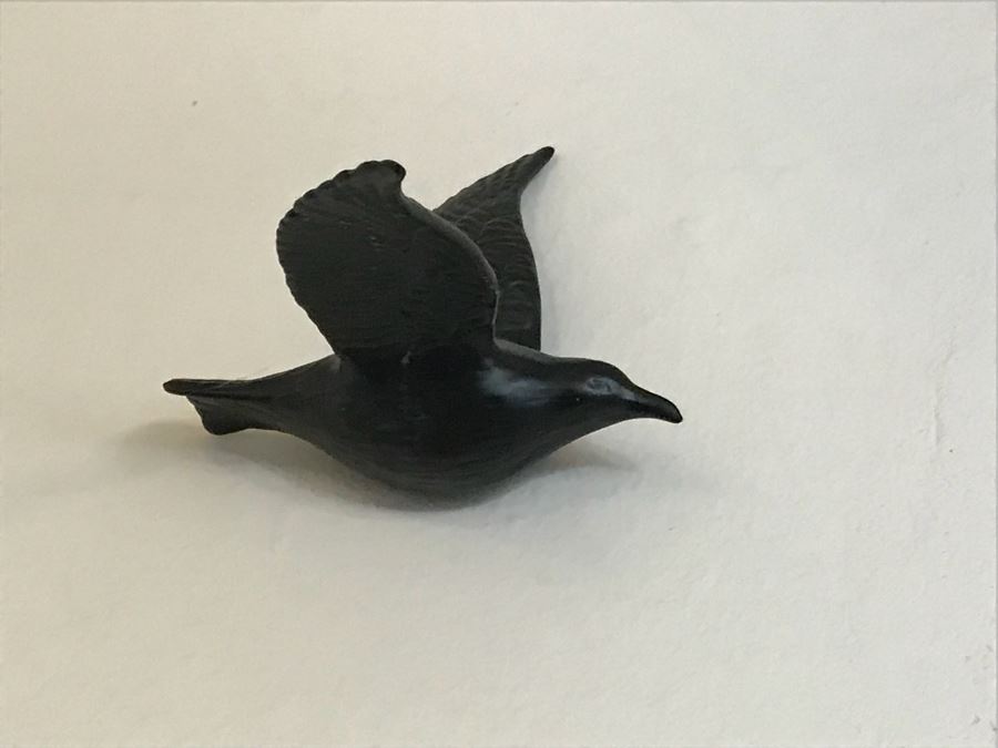 Set Of (5) Wall Mounted Birds In Motion Black Painted China Birds [Photo 2]