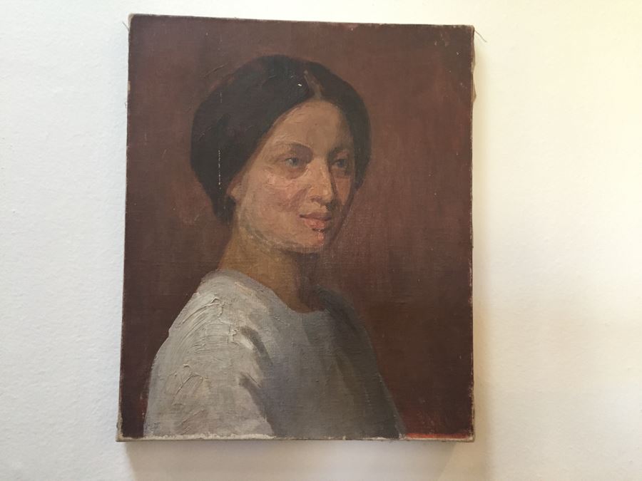 Vintage Original Oil Painting Portrait Of Woman  [Photo 1]