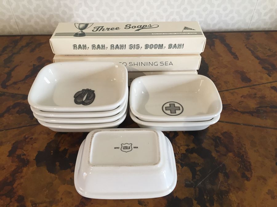 Set Of (7) New Soap Dishes From IZOLA And (3) New Boxes Of IZOLA Soap Sets [Photo 1]