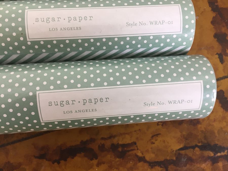 Metal Basket Filled With (12) New Designer Gift Wrapping Paper Rolls - See Photos [Photo 7]