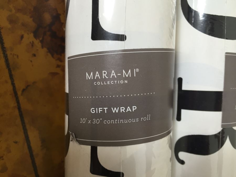 Metal Basket Filled With (12) New Designer Gift Wrapping Paper Rolls - See Photos [Photo 4]