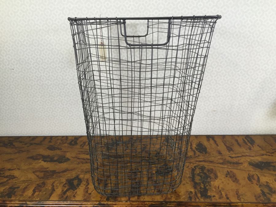 Metal Basket Filled With (12) New Designer Gift Wrapping Paper Rolls - See Photos [Photo 12]